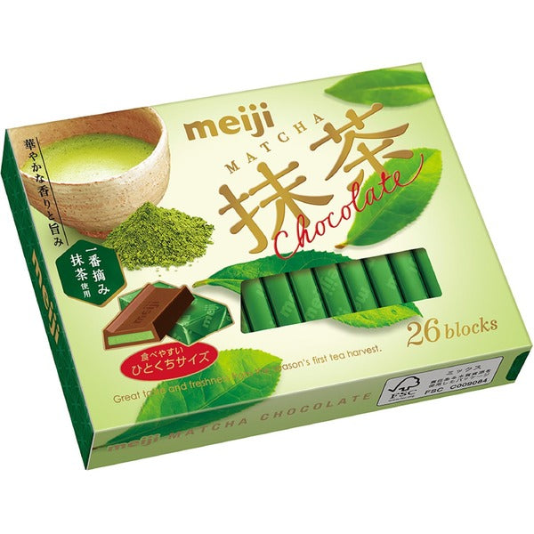 Meiji Matcha Chocolate Box - Rich and Creamy Matcha Tea-infused Milk Chocolate (26 Sheets x 6 Boxes)